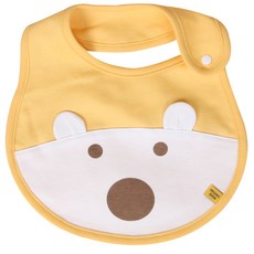 Organic Boom 無螢光劑小熊圖案圍兜, 黃色, 1件