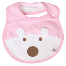 Organic Boom 無螢光劑小熊圖案圍兜, 粉色, 1件