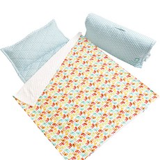 Coney Island 幼稚園用北歐風超細纖維午睡枕墊被+防水收納袋 隨機出貨, 小鹿款+藍色三角形