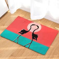 Living Pop 廚房浴室防滑紅鶴插圖地墊, C2