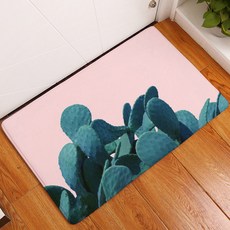 리빙팝 주방욕실 미끄럼방지 선인장나뭇잎 일러스트 발매트, A4, 1개