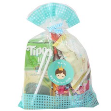 Hwangssinaedosirak 格紋袋 薄荷綠 60入 + 格紋束帶 藍色 60入 + 新款皇冠男孩貼紙 60入, 1套