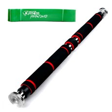 제이케이휘트니스 풀그립 철봉바 레드 C-402 + 퍼펙트 근력밴드 5단계 그린, 1세트