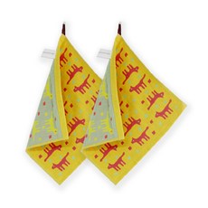 도트레코드 블루아이도그 고리핸드타올, 옐로우, 2개입