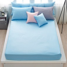 I'm Living鮮豔單層床墊套, 淡藍色