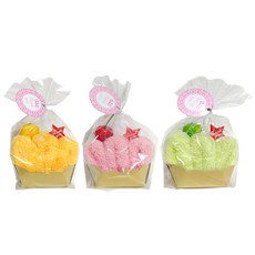 蛋糕造型毛巾 30*40cm, 黃色, 粉色, 綠色, 3片