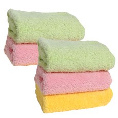 2A產業 柔軟超細纖維廚房毛巾 30 x 40 cm 黃色 + 粉紅色 + 綠色 + 隨機出貨 2入, 混合顏色, 1套