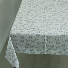 노랜드 캣 페이스 테이블 커버, 화이트, 110 x 130 cm