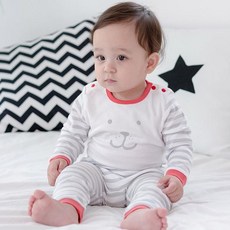 Dong mulone 狗狗圖案嬰兒包屁衣+條紋長褲