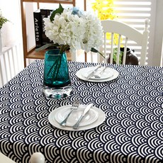 海軍藍圖案桌布, 波浪, B(90 x 90 cm)