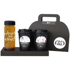 je t'aime 綜合茶包水瓶禮盒組, 伯爵紅茶 3入+綜合莓果茶 3入+黑蓋瓶+貼紙(Heart to Heart/謝謝)+禮盒(黑色), 1組