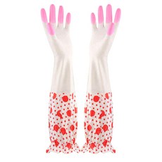 리빙팝 김장용 팔토시 라텍스 고무장갑 레드 땡땡이, 1개, 대(L)