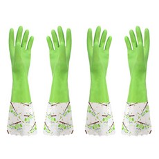 리빙팝 두꺼운 라텍스 패턴 고무장갑 그린, 2개입, 중(M)