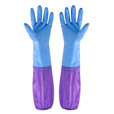 리빙팝 김장용 라텍스 퍼플 팔토시 고무장갑 블루, 1개, 대(L)
