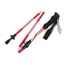 휴브텍 초경량 5단 폴딩 등산스틱 레드 + 가방, 1세트