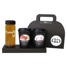 1AM 쥬뗌므 블랜딩 프리미엄 차세트 검은뚜껑, 보틀 + 스티커 THANK U + 루비 캐모마일 3p + 트리플 베리 3p + 패키지 블랙 감사해요, 1세트