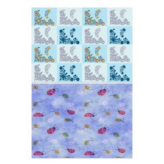 Roem Design 矽膠餐墊 花朵圖案藍色 + 瓢蟲, 混合顏色, 385 x 285 mm, 1個