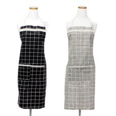 도트레코드 레이스체크 앞치마세트, 블랙, 그레이, 1세트