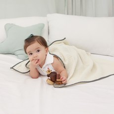 bebe chouette 孩童用3層厚紗布毯, 象牙白