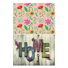 ROEM DESIGN 矽膠餐墊 花園 + 凹槽, 混合顏色, 385 x 285 mm, 2個