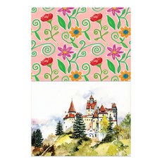 Roem Design 矽膠餐墊 花園 + 城堡風景, 混合顏色, 385 x 285 mm, 2個