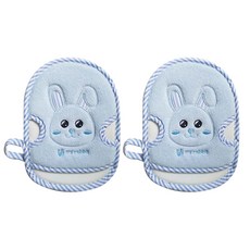 MyRabbit 嬰兒兔子造型搓澡手套, 藍色, 2入