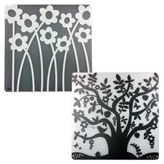 라쉘프 플레이트 테이블 매트 플라워베드 + 트리, 플라워베드(화이트), 트리(블랙), 38 x 38 cm, 1개