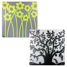 라쉘프 플레이트 테이블 매트 플라워베드 + 트리, 플라워베드(라임), 트리(블랙), 38 x 38 cm, 1개