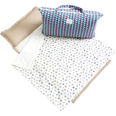 Coney Island 孩童午睡被組+超細纖維枕芯+防水收納袋 隨機出貨, 仙人掌藍色款