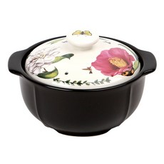 Royal Essex 雙耳陶瓷湯鍋+花朵印花鍋蓋, 3號(172mm), 1入