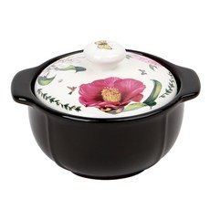 Royal Essex 雙耳陶瓷湯鍋+花朵印花鍋蓋, 1號(142mm), 1入