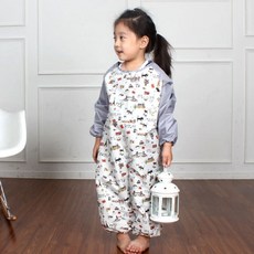 dot RECORD 貓配色全身藝術學步長袍，拉鍊式, 灰色的