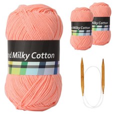 브랜드얀 밀키코튼 별무늬 목도리 DIY 뜨개실 3p + 고급 흑대바늘 3.5mm, 46피치, 1세트