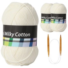 MiLK Cotton 星紋圍巾DIY套組 針織線3球+棒針3.5mm, 1 象牙, 1套