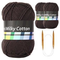 MiLK Cotton 星紋圍巾DIY套組 針織線3球+棒針3.5mm, 29 號金巴姆混色, 1套