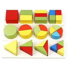 우드벨 목제 등분입체퍼즐 3종세트, 혼합 색상, 1개