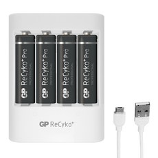 지피 리싸이코 프로 AA 충전지 4p + USB 충전기 세트, 1세트