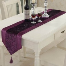 ECODY 玫瑰印花天鵝絨桌旗, 紫色的, 32 x 210 厘米