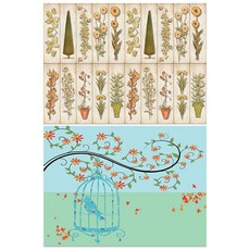 ROEM DESIGN 矽膠餐墊 花朵圖案 花園 + 鳥籠, 混合顏色, 385 x 285 mm, 2個