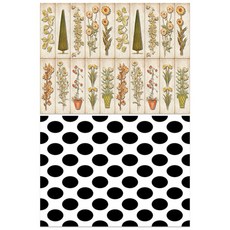 ROEM DESIGN 矽膠餐墊 花朵圖案 花園 + 圓點, 混合顏色, 385 x 285 mm, 2個
