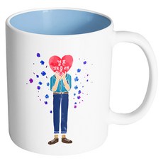 HAND-FACTORY Lovely Boy 嫁給我好嗎馬克杯, 1個, 內部粉彩藍