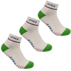 GIGA 男士運動白色襪子3p, 白色+淺綠色