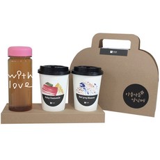 1AM 쥬뗌므 블랜딩 프리미엄 차세트, 크라프트 패키지 + 티백세트(테이크아웃잔 2p + 루비 캐모마일 3p + 얼그레이 블라썸 3p) + with love 보틀 스티커 + 분홍뚜껑 보틀 + 아름다운 당신께 패키지 스티커, 1세트