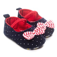 JOY MULTI 女童蝴蝶結造型圓點羅紋學步鞋