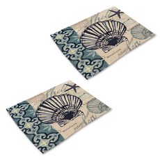 Pinkmango 海洋風格印花餐桌墊, B, 42 x 32 cm, 2個