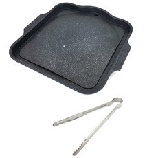 CoCoREX 雙耳大理石不沾瀝油煎烤盤+不鏽鋼料理夾, 28 厘米寬 x 28 厘米高, 1組