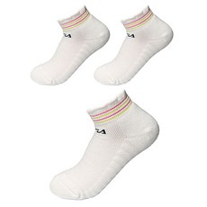 GIGA GOLF 女用短筒運動襪 3入組, 白色 + 環紋