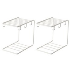 블럭마트 주방 2단 접시정리 컵걸이, 화이트, 2개입