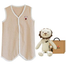 코니베이비 오가닉 사계절 수면조끼 + 아기백사자차차 40 애착인형 랜덤 발송 + 선물박스