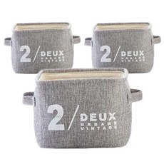 Block Mart 布質提把收納籃, 3個, 灰色